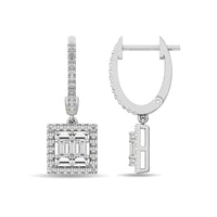 Thumbnail for Diamond 1/2 Ct.Tw. Round and Baguette Fashion Earrings in 14K White Gold