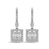 Thumbnail for Diamond 1/2 Ct.Tw. Round and Baguette Fashion Earrings in 14K White Gold