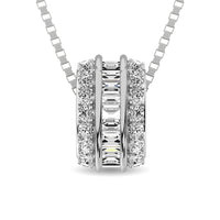 Thumbnail for Diamond 1/4 Ct.Tw. Round and Baguette Fashion Pendant in 10K White Gold