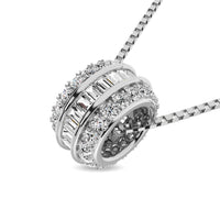 Thumbnail for Diamond 1/4 Ct.Tw. Round and Baguette Fashion Pendant in 10K White Gold