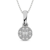 Thumbnail for Diamond 1/6 Ct.Tw. Round and Baguette Fashion Pendant in 10K White Gold