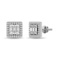 Thumbnail for Diamond 1/3 Ct.Tw. Round and Baguette Fashion Earrings in 14K White Gold