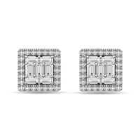 Thumbnail for Diamond 1/3 Ct.Tw. Round and Baguette Fashion Earrings in 14K White Gold