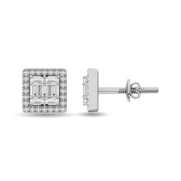Thumbnail for Diamond 1/3 Ct.Tw. Round and Baguette Fashion Earrings in 14K White Gold