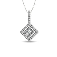 Thumbnail for Diamond 1/3 Ct.Tw. Round and Baguette Fashion Pendant in 14K White Gold
