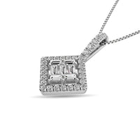 Thumbnail for Diamond 1/3 Ct.Tw. Round and Baguette Fashion Pendant in 14K White Gold