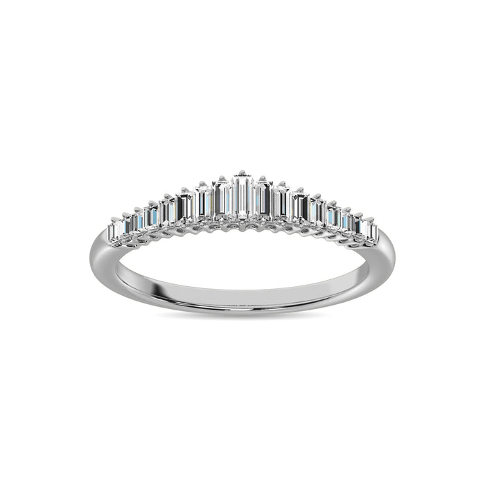 Diamond 1/5 ct tw Round and Baguette Anniversary Ring  in 10K White Gold