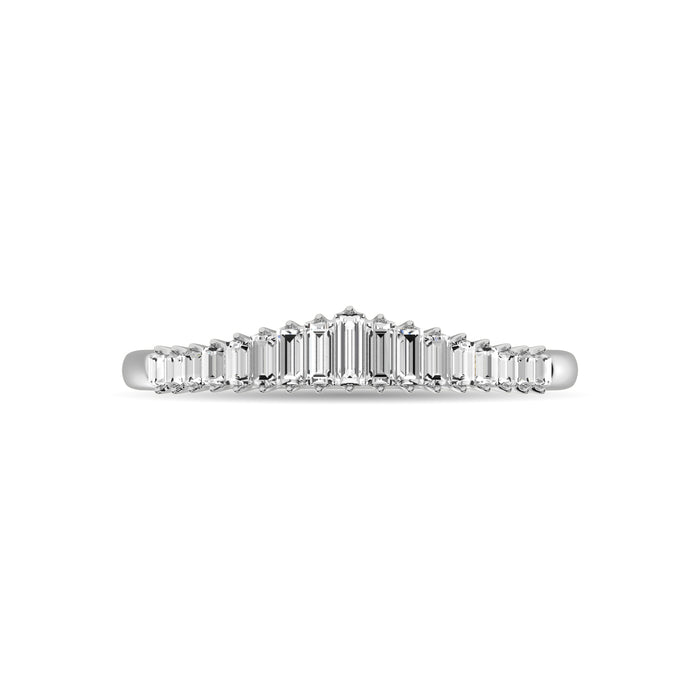 Diamond 1/5 ct tw Round and Baguette Anniversary Ring  in 10K White Gold