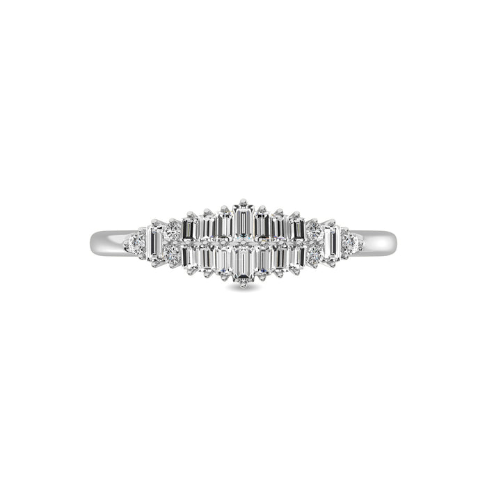 Diamond 1/4 Ct.Tw. Round and Baguette Fashion Ring in 10K White Gold