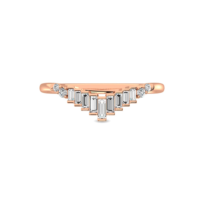 Diamond 1/5 ct tw Round and Baguette Chevron Band  in 10K Rose Gold