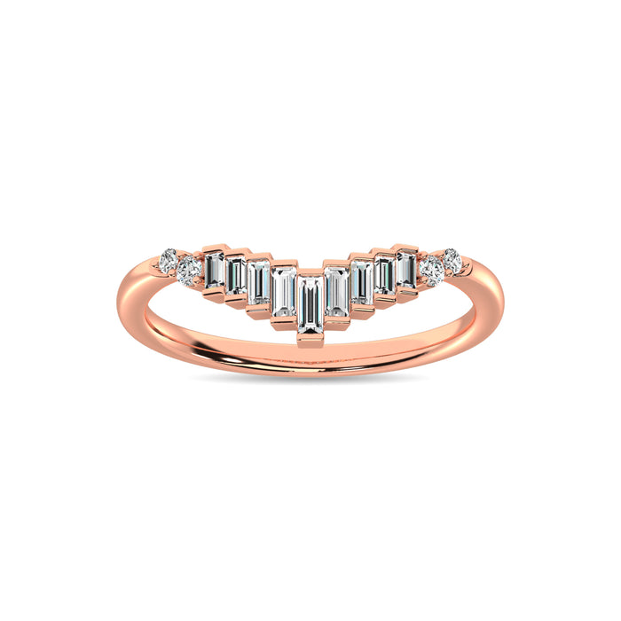 Diamond 1/5 ct tw Round and Baguette Chevron Band  in 10K Rose Gold