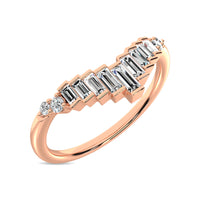 Thumbnail for Diamond 1/5 ct tw Round and Baguette Chevron Band  in 10K Rose Gold