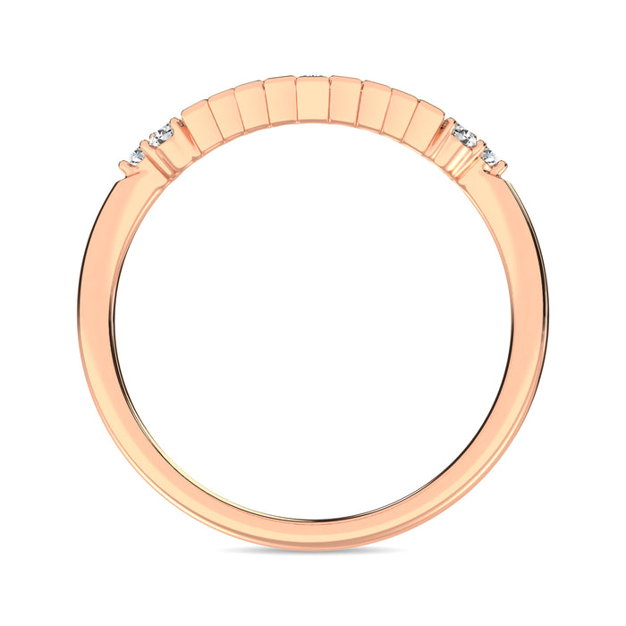 Diamond 1/5 ct tw Round and Baguette Chevron Band  in 10K Rose Gold