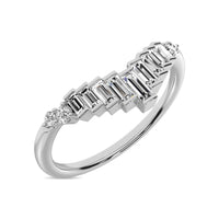 Thumbnail for Diamond 1/5 ct tw Round and Baguette Chevron Band  in 10K White Gold