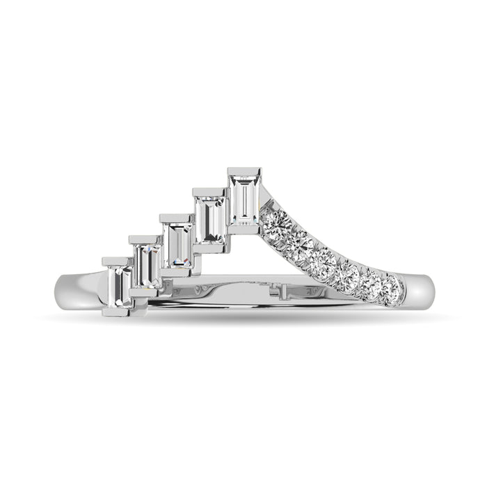 Diamond 1/4 ct tw Round and Baguette Band  in 10K White Gold