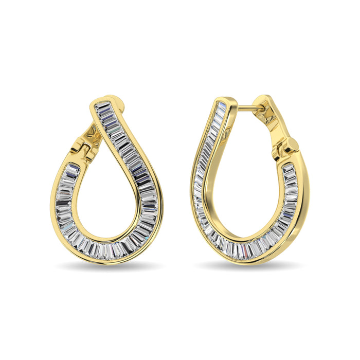 Diamond 1/2 Ct.Tw. Baguette Hoop Earrings in 14K Yellow Gold