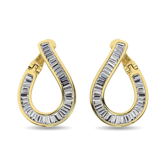 Diamond 1/2 Ct.Tw. Baguette Hoop Earrings in 14K Yellow Gold