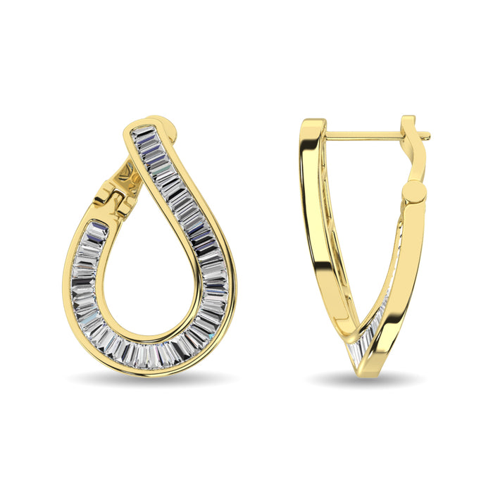 Diamond 1/2 Ct.Tw. Baguette Hoop Earrings in 14K Yellow Gold