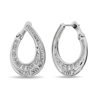Thumbnail for Diamond 1 Ct.Tw. Round and Baguette Hoop Earrings in 14K White Gold