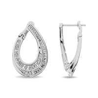 Thumbnail for Diamond 1 Ct.Tw. Round and Baguette Hoop Earrings in 14K White Gold