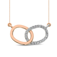 Thumbnail for Diamond 1/20 ct tw Symatrical Oval Necklace  in 10K Rose and White Gold