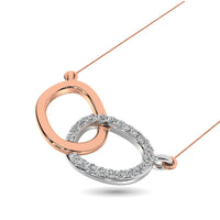 Thumbnail for Diamond 1/20 ct tw Symatrical Oval Necklace  in 10K Rose and White Gold
