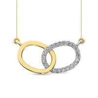 Thumbnail for Diamond 1/20 ct tw Symatrical Oval Necklace  in 10K Yellow Gold