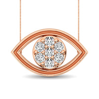 Thumbnail for Diamond 1/8 ct tw round and Baguette Eye Necklace  in 10K Rose Gold
