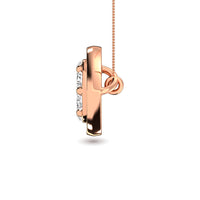 Thumbnail for Diamond 1/8 ct tw round and Baguette Eye Necklace  in 10K Rose Gold