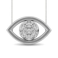 Thumbnail for Diamond 1/8 ct tw round and Baguette Eye Necklace  in 10K White Gold