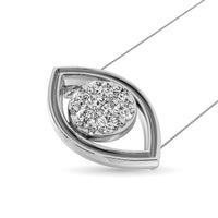 Thumbnail for Diamond 1/8 ct tw round and Baguette Eye Necklace  in 10K White Gold