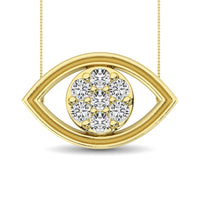 Thumbnail for Diamond 1/8 ct tw round and Baguette Eye Necklace  in 10K Yellow Gold