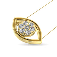 Thumbnail for Diamond 1/8 ct tw round and Baguette Eye Necklace  in 10K Yellow Gold