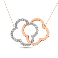 Thumbnail for Diamond 1/6 ct tw Symatrical Flower Necklace  in 10K Rose and White Gold