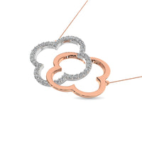 Thumbnail for Diamond 1/6 ct tw Symatrical Flower Necklace  in 10K Rose and White Gold