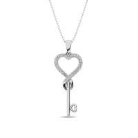 Thumbnail for Diamond 1/10 ct tw Heart and Key Pendant in Sterling Silver