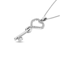 Thumbnail for Diamond 1/10 ct tw Heart and Key Pendant in Sterling Silver