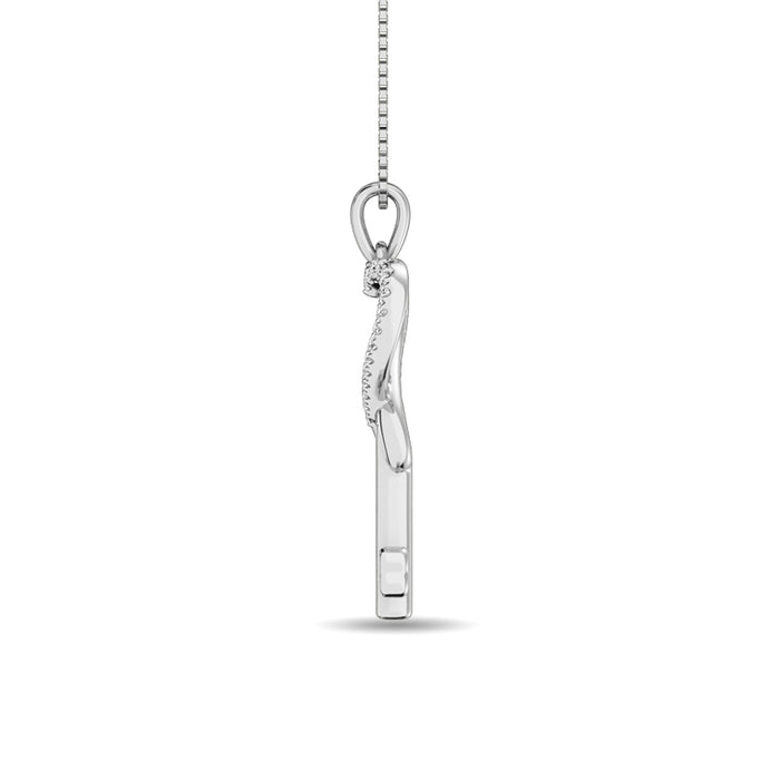 Diamond 1/10 ct tw Heart and Key Pendant in Sterling Silver