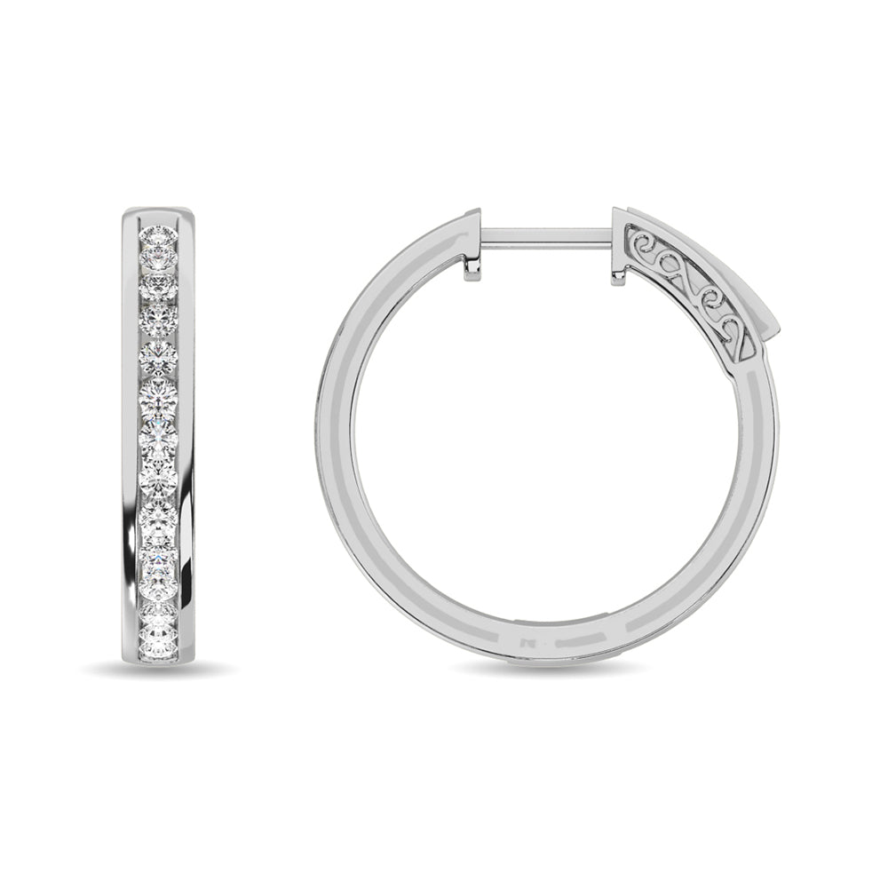 Diamond 2 ct tw Hoop Earrings in 14K White Gold
