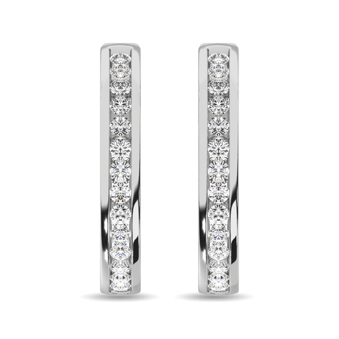 Diamond 1 ct tw Hoop Earrings in 14K White Gold