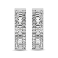 Thumbnail for Diamond 1 Ct.Tw. Round and Baguette Hoop Earrings in 14K White Gold