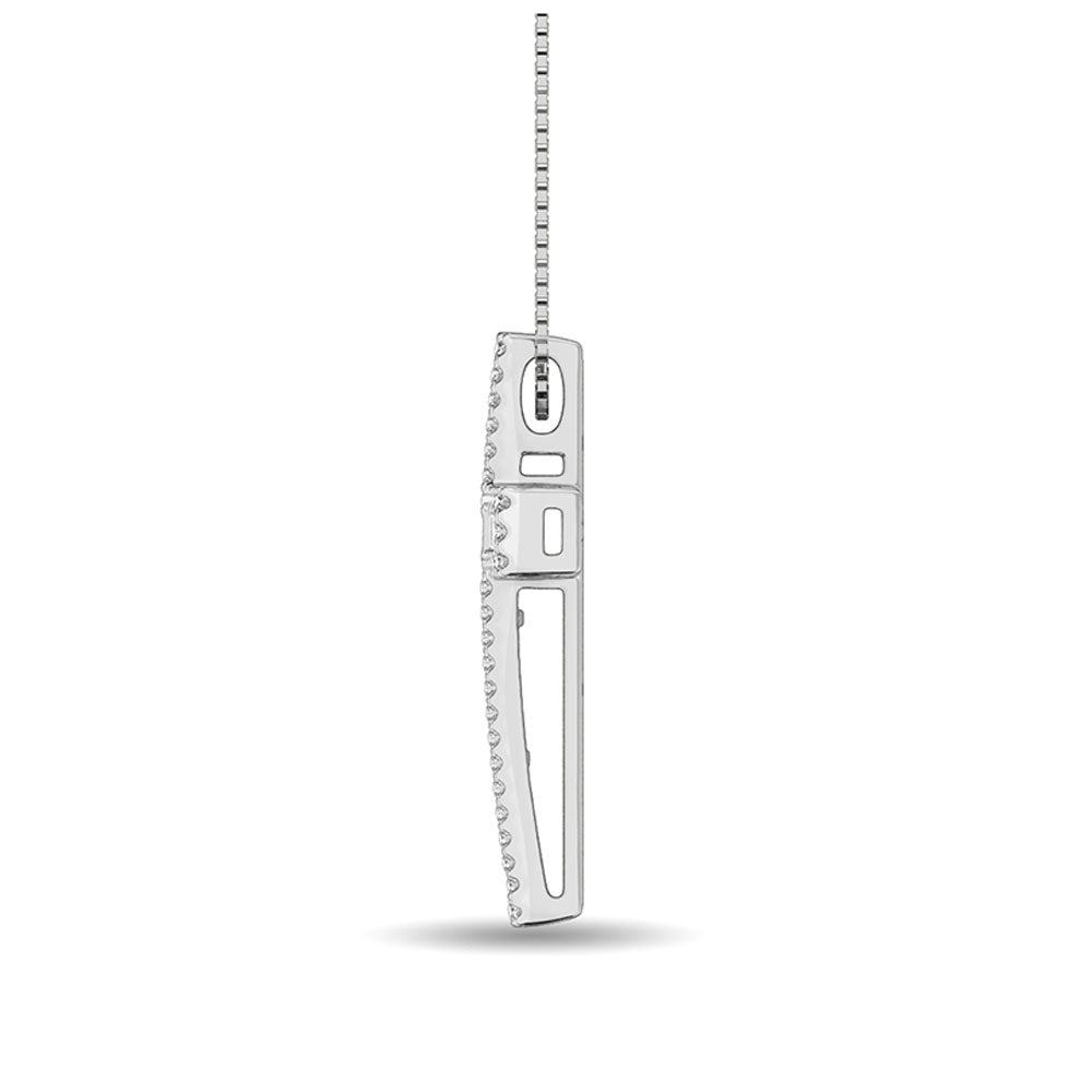 Diamond 1 Ct.Tw. Round and Baguette Cross Pendant in 14K White Gold