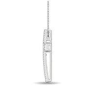 Thumbnail for Diamond 1 Ct.Tw. Round and Baguette Cross Pendant in 14K White Gold