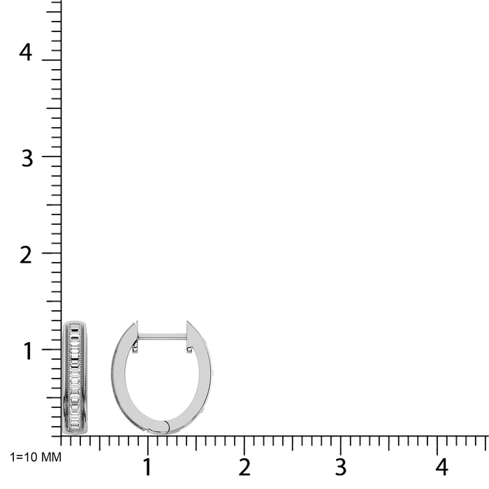 Diamond 1/6 Ct.Tw. Baguette Hoop Earrings in 10K White Gold