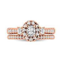 Thumbnail for Diamond Classic Shank Single Halo Bridal Ring 1 ct tw Oval Cut in 14K Rose Gold