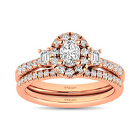 Thumbnail for Diamond Classic Shank Single Halo Bridal Ring 1 ct tw Oval Cut in 14K Rose Gold