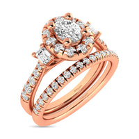 Thumbnail for Diamond Classic Shank Single Halo Bridal Ring 1 ct tw Oval Cut in 14K Rose Gold