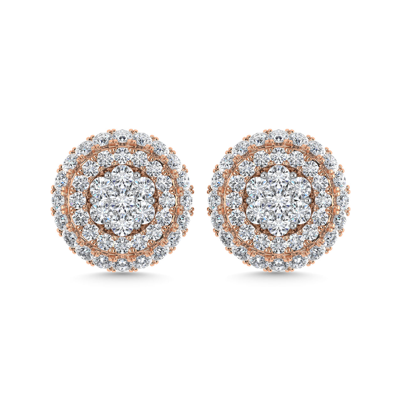 Diamond 5/8 Ct.Tw. Cluster Earrings in 14K Two Tone Gold