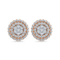 Thumbnail for Diamond 5/8 Ct.Tw. Cluster Earrings in 14K Two Tone Gold