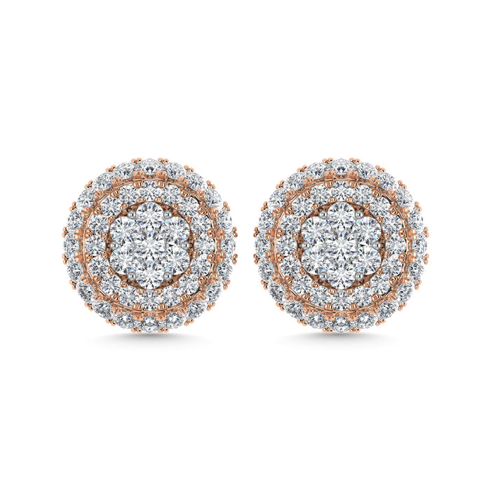 Diamond 5/8 Ct.Tw. Cluster Earrings in 14K Two Tone Gold